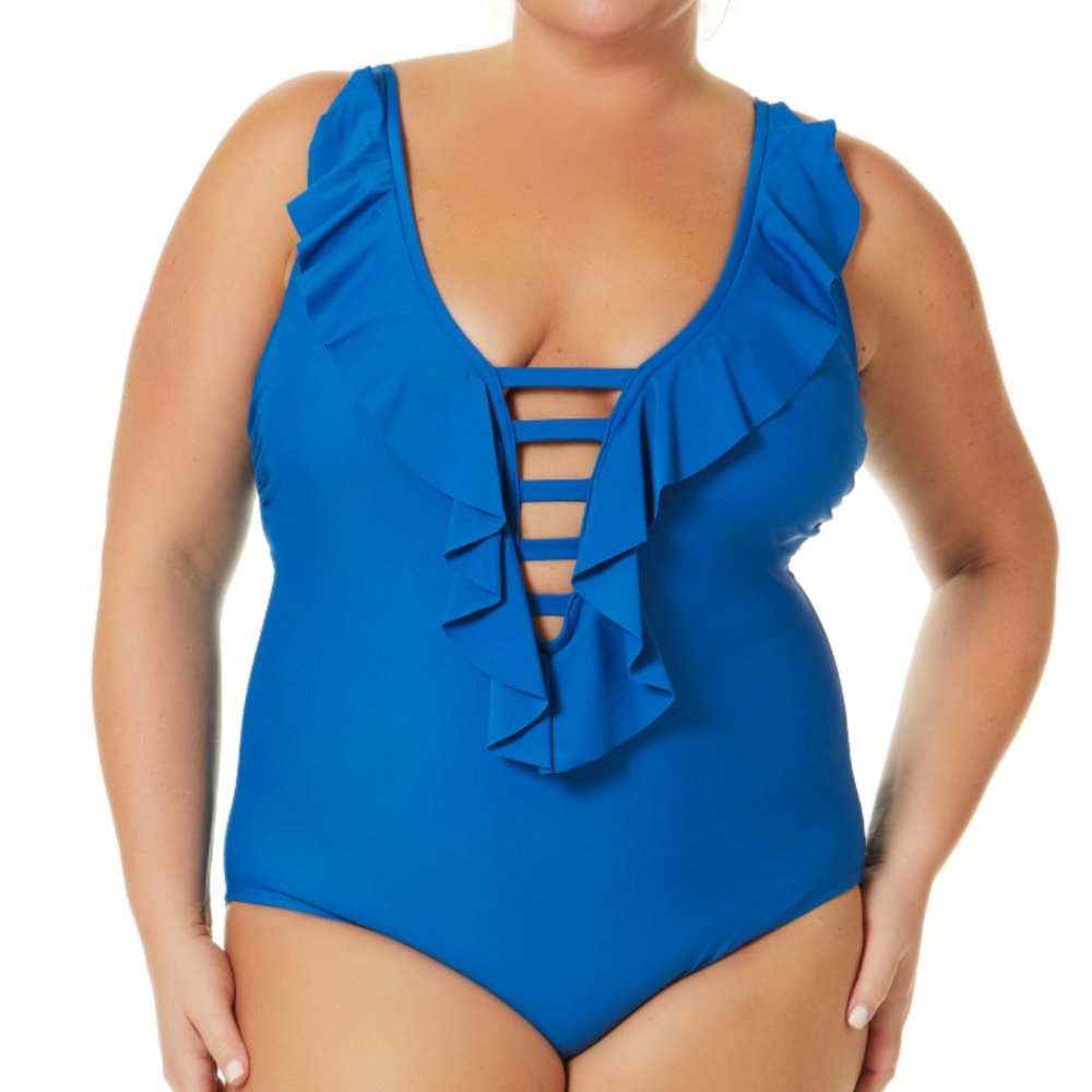 WOMEN'S SEXY ONE PIECE PLUNGE NECKLINE SWIMSUIT